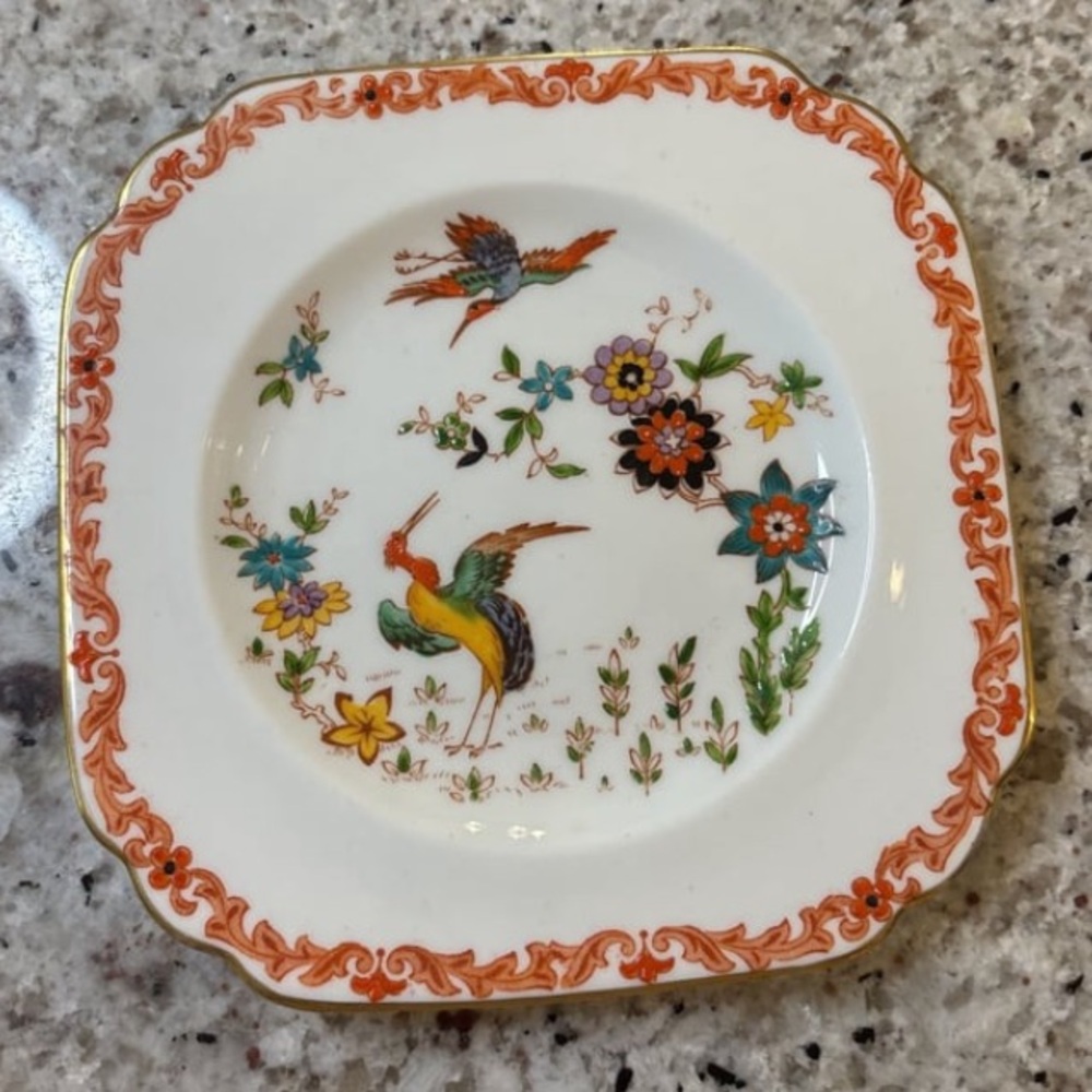 Vintage Tuscan Art Deco Bone China Plate Hand Painted